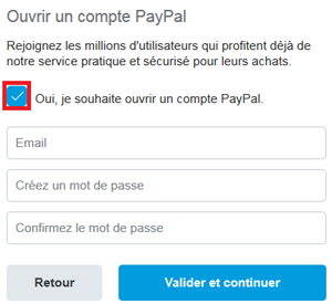 Décochez la création de compte Décochez la création de compte